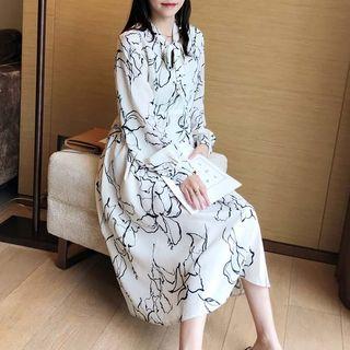 Print Spaghetti-strap Chiffon Dress / A-line Dress