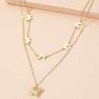 Butterfly Layered Necklace X492 - Gold - One Size