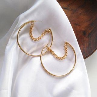 Alloy Chain Open Hoop Earring 1 Pair - Gold - One Size