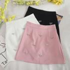 Rhinestone Bow-embellished Mini A-line Skirt