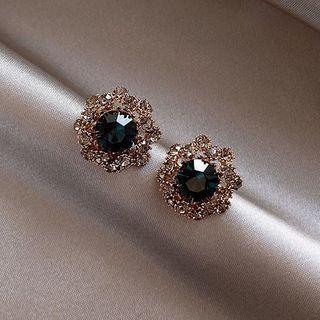 Rhinestone Earring 1 Pair - Gold & Blue - One Size