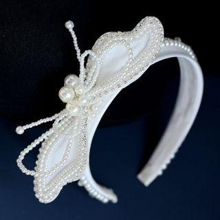 Wedding Bow Faux Pearl Headband / Earring / Set