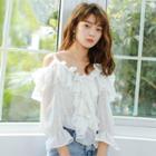 3/4-sleeve Ruffle Accent Blouse