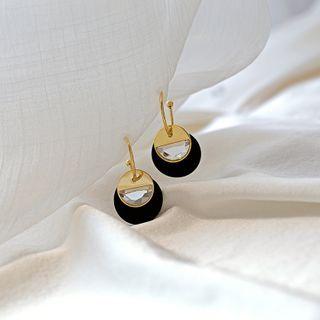 Alloy Faux Crystal Dangle Earring 1 Pair - Gold & Black - One Size