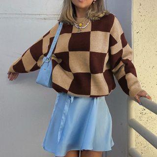 Check Print Sweater