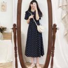 Short-sleeve Dotted Midi Shirtderss
