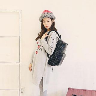 Dip-back Lettering Pullover Dress
