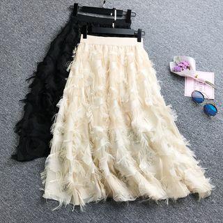 Feather Detail Mid A-line Skirt