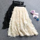 Feather Detail Mid A-line Skirt