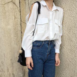 Cut-out Shoudler Blouse