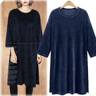 3/4-sleeve Velvet T-shirt Dress