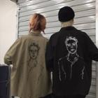 Couple Matching Elbow-sleeve Print Shirt