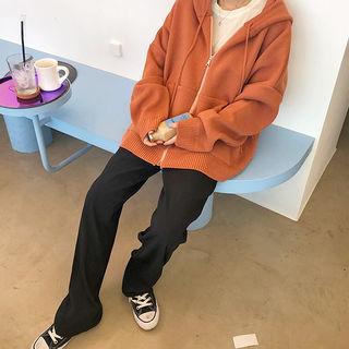 Kangaroo-pocket Knit Hoodie