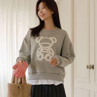 Illustrated Layered-hem Sweatshirt