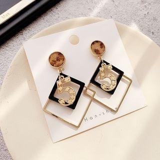 Acrylic Square Numerical Dangle Earring 1 Pair - As Shown In Figure - One Size