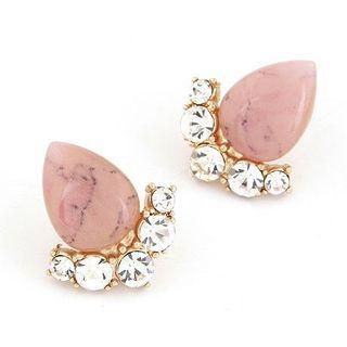 Cat's Eye Stone Rhinestone Stud Earrings