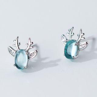 925 Sterling Silver Bead Deer Stud Earring As Shown In Figure - One Size