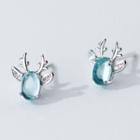 925 Sterling Silver Bead Deer Stud Earring As Shown In Figure - One Size