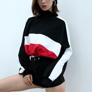 Turtleneck Crop Striped Pullover