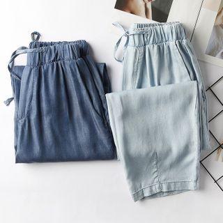 Drawstring-waist Straight-cut Cropped Jeans