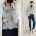 Pocket-front Stripe Cotton Shirt