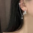 Faux Pearl Alloy Unicorn Chained Earring 1 Pc - Silver - One Size