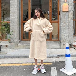 Sherpa-fleece Midi Hoodie Dress
