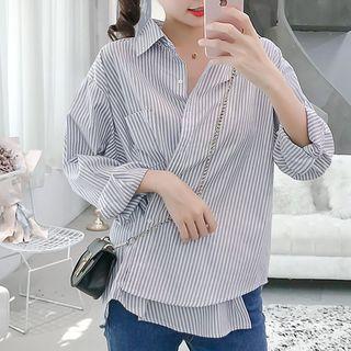 Plain / Striped Asymmetrical Blouse