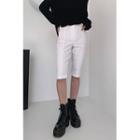 Pintuck Slit-hem Knee-length Shorts