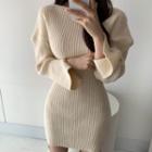 Ribbed Knit Mini Sweater Dress
