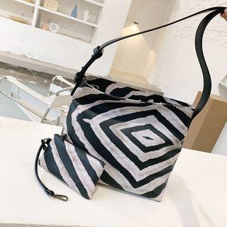 Print Tote Bag Black & Light Brown - One Size