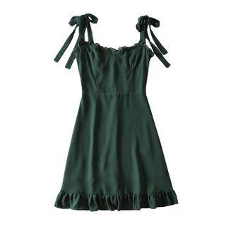 Ruffled Spaghetti-strap Mini A-line Dress