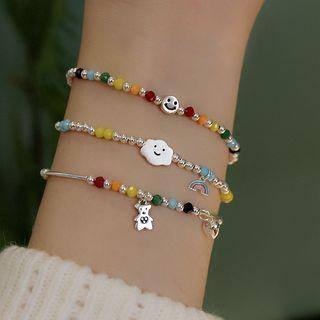 Bear / Smiley / Cloud Bead Sterling Silver Bracelet
