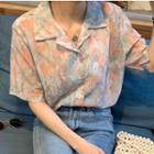 Short-sleeve Floral-print Shirt As Shown In Figure - One Size