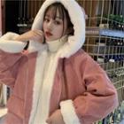 Fluffy Panel Hooded Jacket