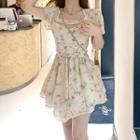 Floral Print Halter Dress / Short Sleeve Dress