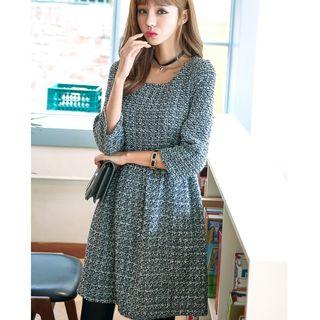 Woolen 3/4 Sleeve Mini A-line Dress