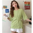 Side Tie Elbow-sleeve T-shirt