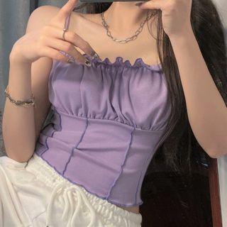 Ruffled Camisole Top Purple - One Size