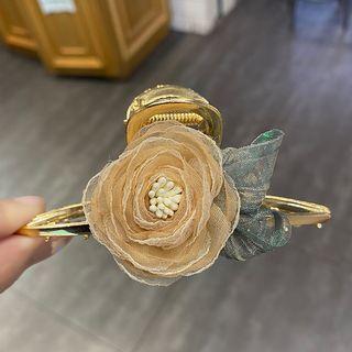 Flower Mesh Hair Clamp Champagne - One Size