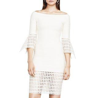 Cutout Panel Boatneck Sheath Dress