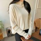 Plus Size Mock-neck Ribbed Knit Top