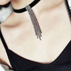 Rhinestone Tasseled Choker