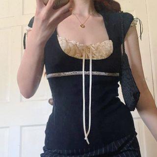 Mock Two Piece Square Neck Top