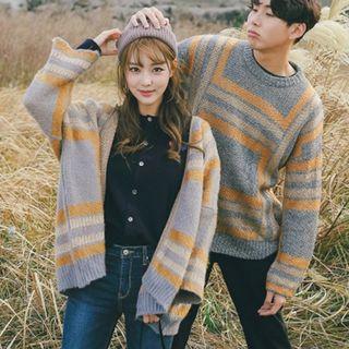 Couple Matching Color Block Sweater / Color Block Cardigan