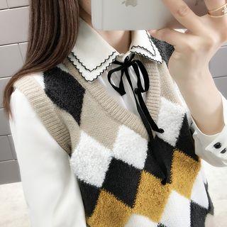 Rhombus V-neck Knit Vest
