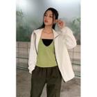 Contrast-zipped Windbreaker