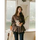 Round-neck Shirred A-line Blouse