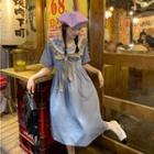 Short-sleeve Sailor Midi A-line Dress