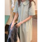 Peter Pan Collar Short-sleeve Dress Mint - One Size